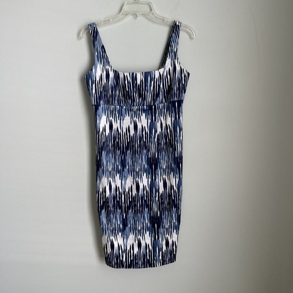 Calvin Klein Blue White Sleeveless Square Neck Dress